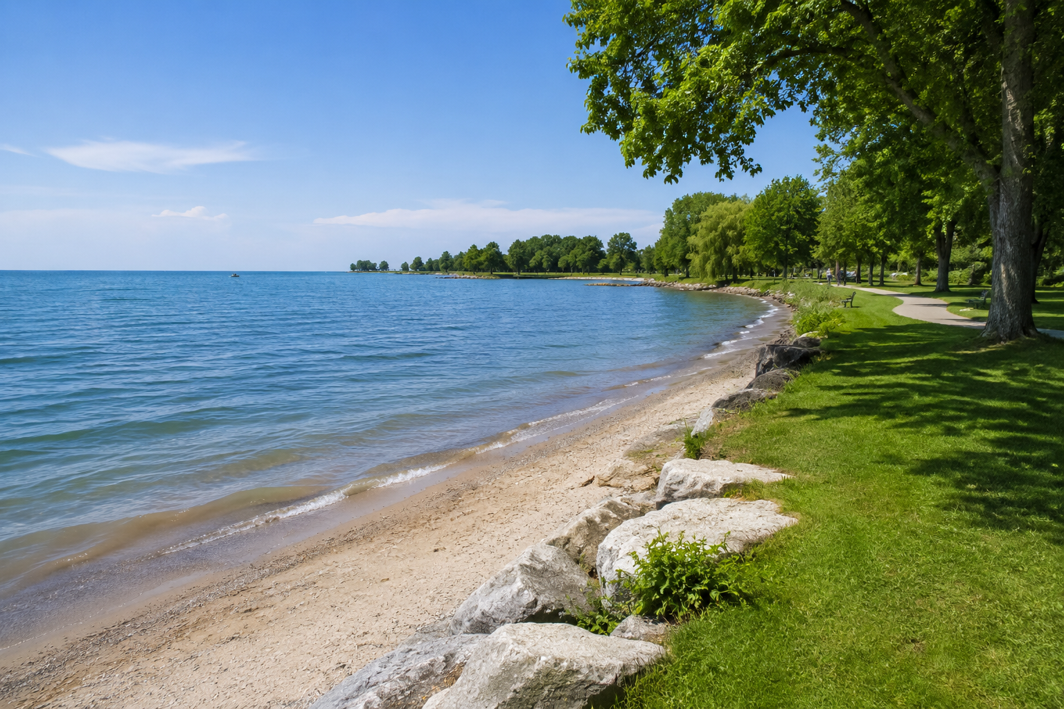 AI-generated representation of the Lake St. Clair Metropark shoreline